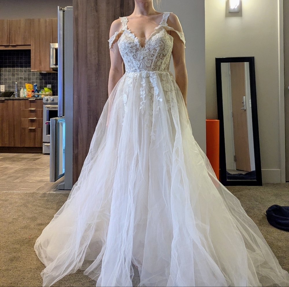 Belgian lace bridal gown